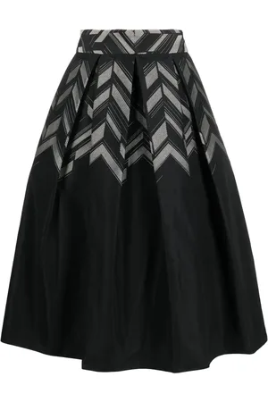 GEMY MAALOUF Falda plisada midi con estampado chevron