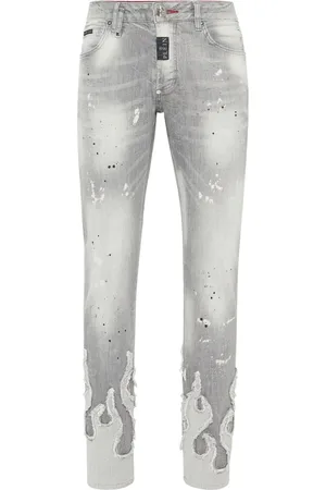 Philipp Plein Jeans rectos con aplique de llama