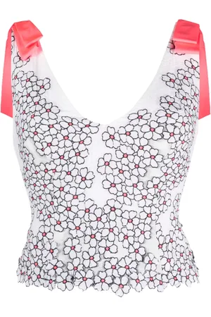 GEMY MAALOUF Blusa con estampado floral y detalle de tiras