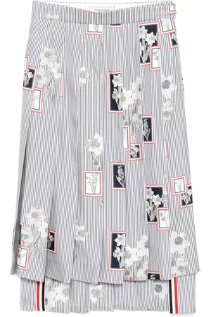 Thom Browne Falda plisada con estampado floral