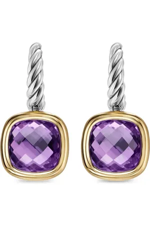 David Yurman Aretes Albion en oro amarillo de 18kt y plata de ley con amatista