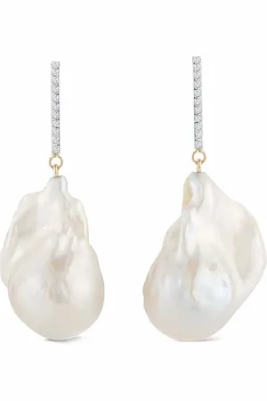Mateo Aretes One-of-a-kind en oro amarillo de 14kt con diamantes y perla