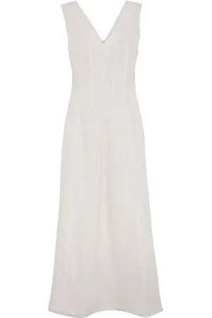 Brunello Cucinelli Vestido largo con cuello en V