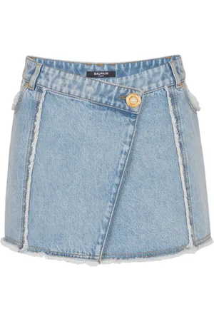 Balmain Falda corta de mezclilla