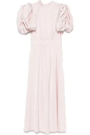 ROTATE Vestido midi satinado con mangas farol