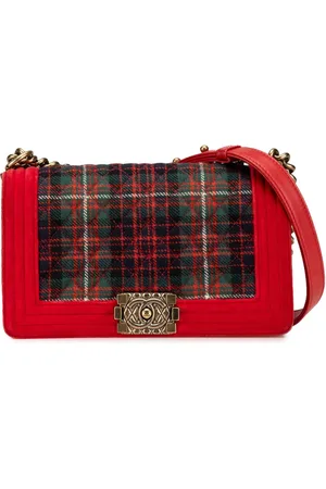 CHANEL Bolsa crossbody Medium Velvet and Tweed Boy Flap 2013-2014