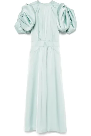 ROTATE Vestido midi satinado con mangas farol