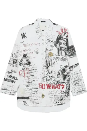 R13 Camisa con boceto estampado