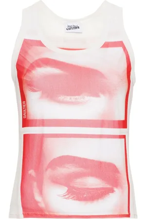 Jean Paul Gaultier Top de malla con cara estampada