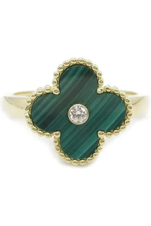 Van cleef Anillo Alhambra en oro amarillo de 18kt con diamantes y malaquita 2010 pre-owned