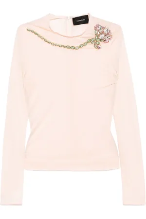 Simone Rocha Top de malla con detalle de clavel