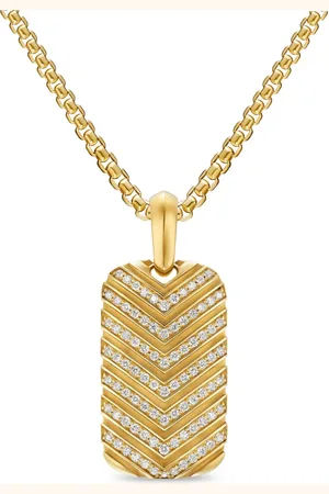David Yurman Dije en oro amarillo de 18kt con diamantes y motivo chevron