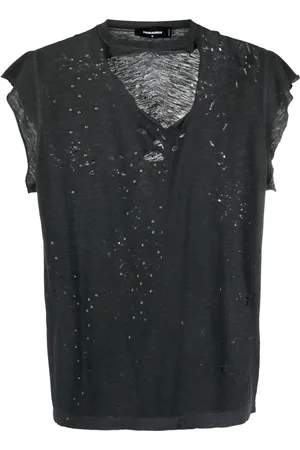 Dsquared2 Playera con efecto envejecido y bordes deshilachado