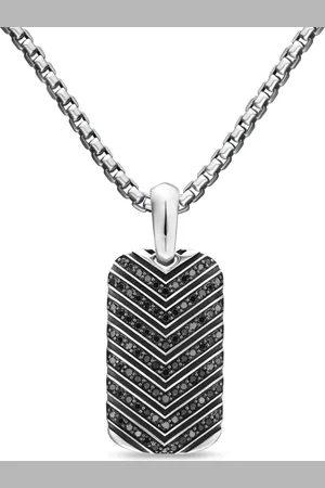 David Yurman Dije en plata de ley con motivo chevron y diamante