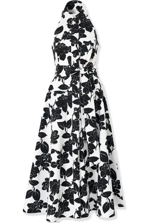 Carolina Herrera Vestido midi con estampado floral y cuello halter