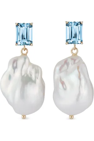 Mateo Aretes en oro amarillo de 14kt con topacio y perla