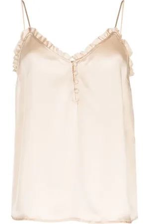 Paige Top de seda con ribete de volantes