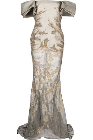 Saiid Kobeisy Vestido strapless bordado con mostacillas