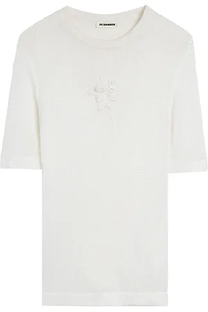 Jil Sander Playera tejida con motivo floral de crochet