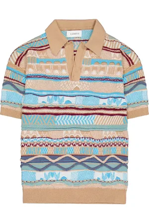 LANEUS Playera tipo polo tejida