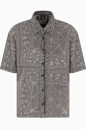 Armani Exchange Camisa de mezclilla con estampado gráfico
