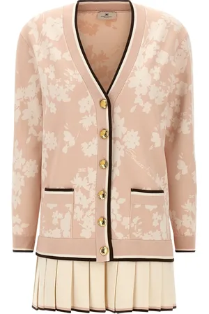 Elisabetta Franchi Vestido estilo cárdigan con motivo floral en intarsia