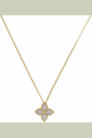 Roberto Coin Collar Princess Flower en oro amarillo de 18kt con dije de diamante