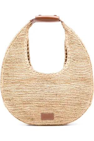 Staud Bolsa de hombro de rafia Moon grande