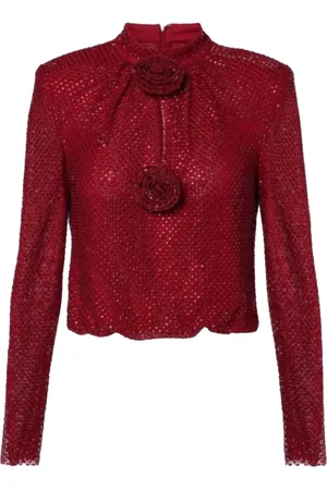Self-Portrait Top con detalles de strass