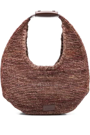 Staud Bolsa de hombro de rafia Moon grande