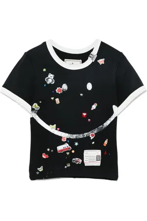 Maison Mihara Yasuhiro Playera con estampado de cara sonriente
