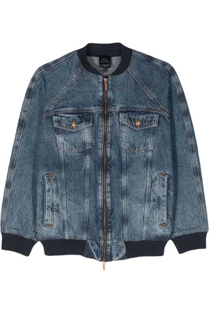Armani Exchange Chamarra bomber de mezclilla con cierre