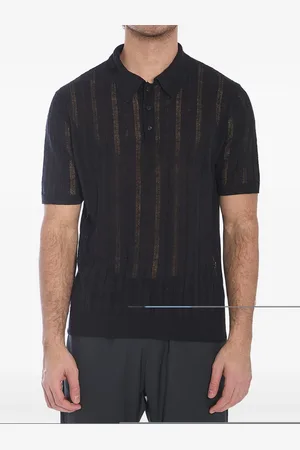 Roberto Collina Playera tipo polo de tejido calado
