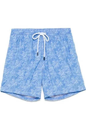 BARBA Shorts de playa con palmeras estampadas