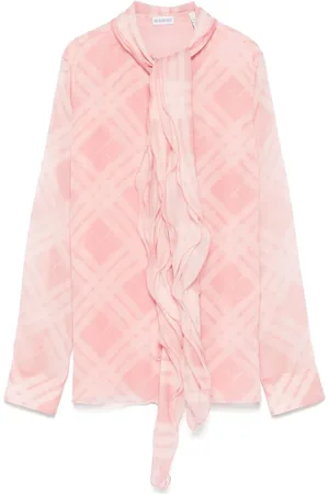 Burberry Blusa de seda con motivo de cuadros