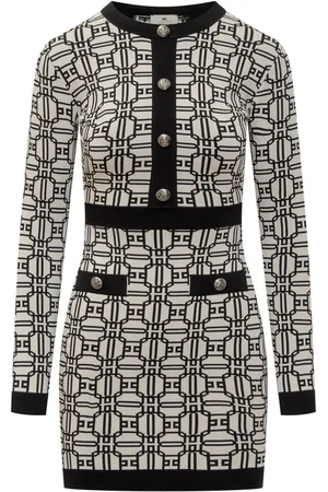 Elisabetta Franchi Vestido corto con logo en intarsia