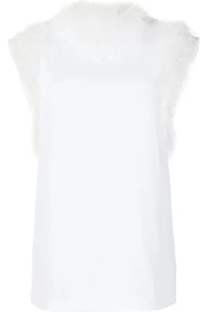 Dolce & Gabbana Blusa con ribete de plumas de avestruz