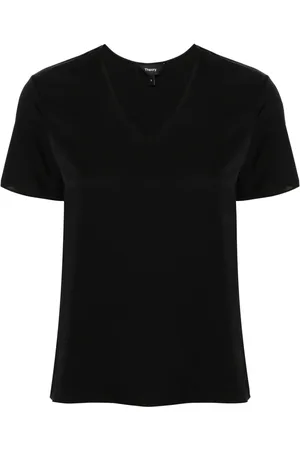 THEORY Blusa de seda con cuello en V