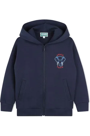 Kenzo Hoodie con elefante estampado y cierre