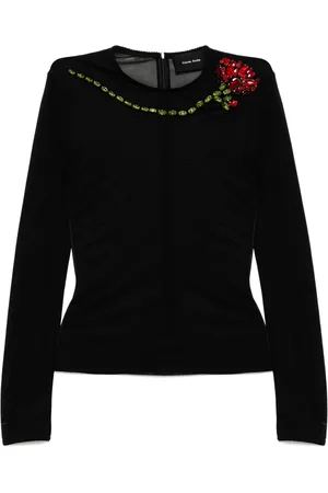 Simone Rocha Top de malla con detalle de clavel