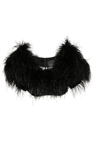 LOULOU Top con detalle de plumas