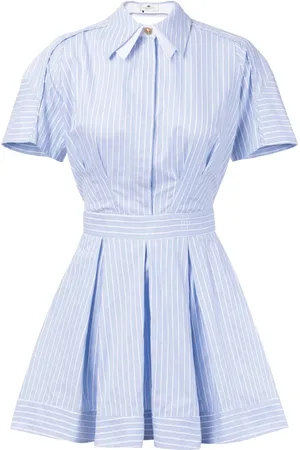 Elisabetta Franchi Vestido corto de popelina con rayas