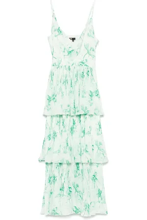Maje Vestido largo estampado con volantes