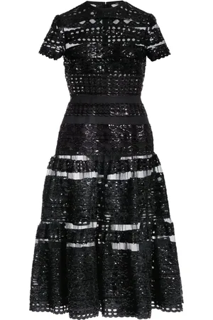 Elie saab Vestido midi con tul bordado