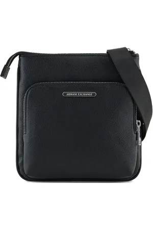 Armani Exchange Mochila tipo mensajero con placa del logo