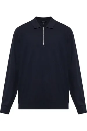 THEORY Suéter estilo playera tipo polo con medio cierre