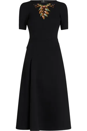 Etro Vestido midi con hojas bordadas