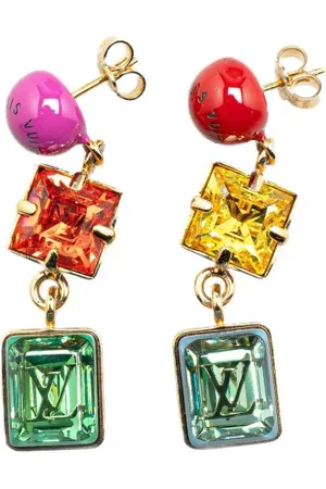 LOUIS VUITTON Aretes Resin & Crystal Cosmopolitan Drop Push Back Earrings 2011