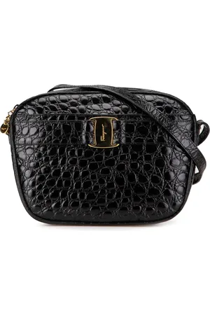Salvatore Ferragamo Bolsa crossbody Croc Embossed Leather Vara 2000-2024