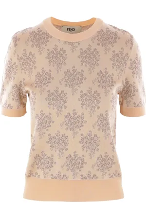 Fendi Suéter corto con motivo floral en jacquard